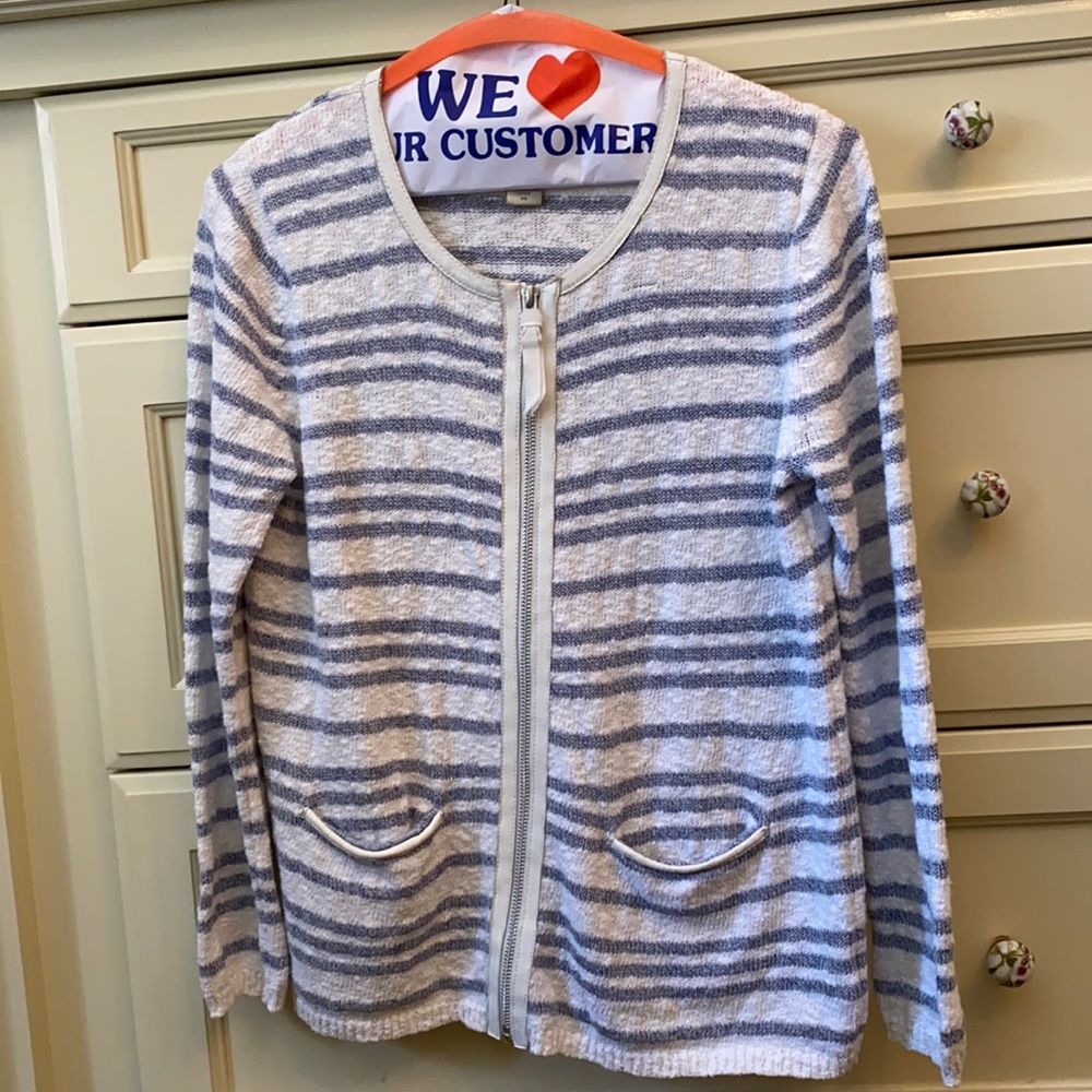 White and Warren zip up sweater